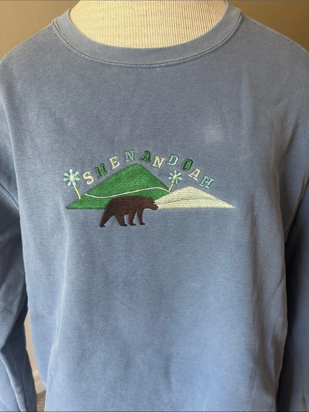 VINTAGE Comfort Colors Light Blue Embroidered Crewneck Sweatshirt Large L - Picture 1 of 7